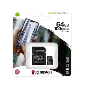 MEMORIA MICRO SD 64GB CLASE 10 KINGSTON SDCS2/64GB CANVAS SELECT PLUS