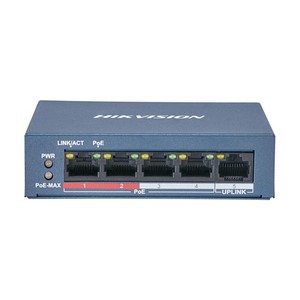 SWITCH 4 PUERTOS HIKVISION 4 10/100M RJ45 POE PORTS. 1 10/100M RJ45 UPLINK PORT. 802.3AF/AT. POE POWER BUDGET 35W. MAX. 300M DS-3E0105P-E/M(B) 301801291